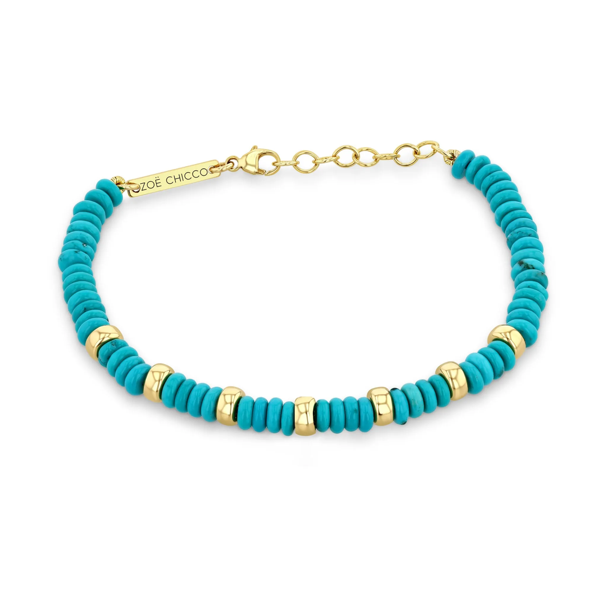 14k Gold & Turquoise Rondelle Bead Bracelet