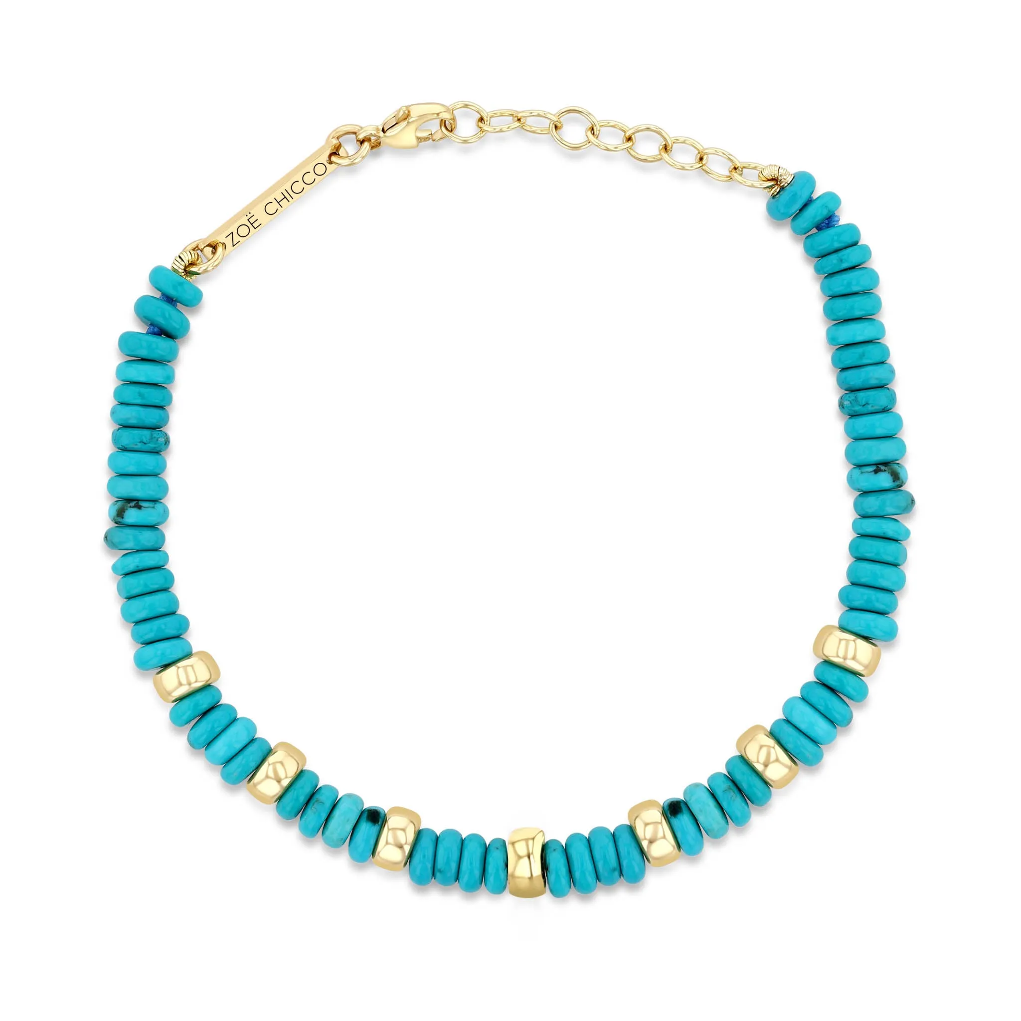 14k Gold & Turquoise Rondelle Bead Bracelet