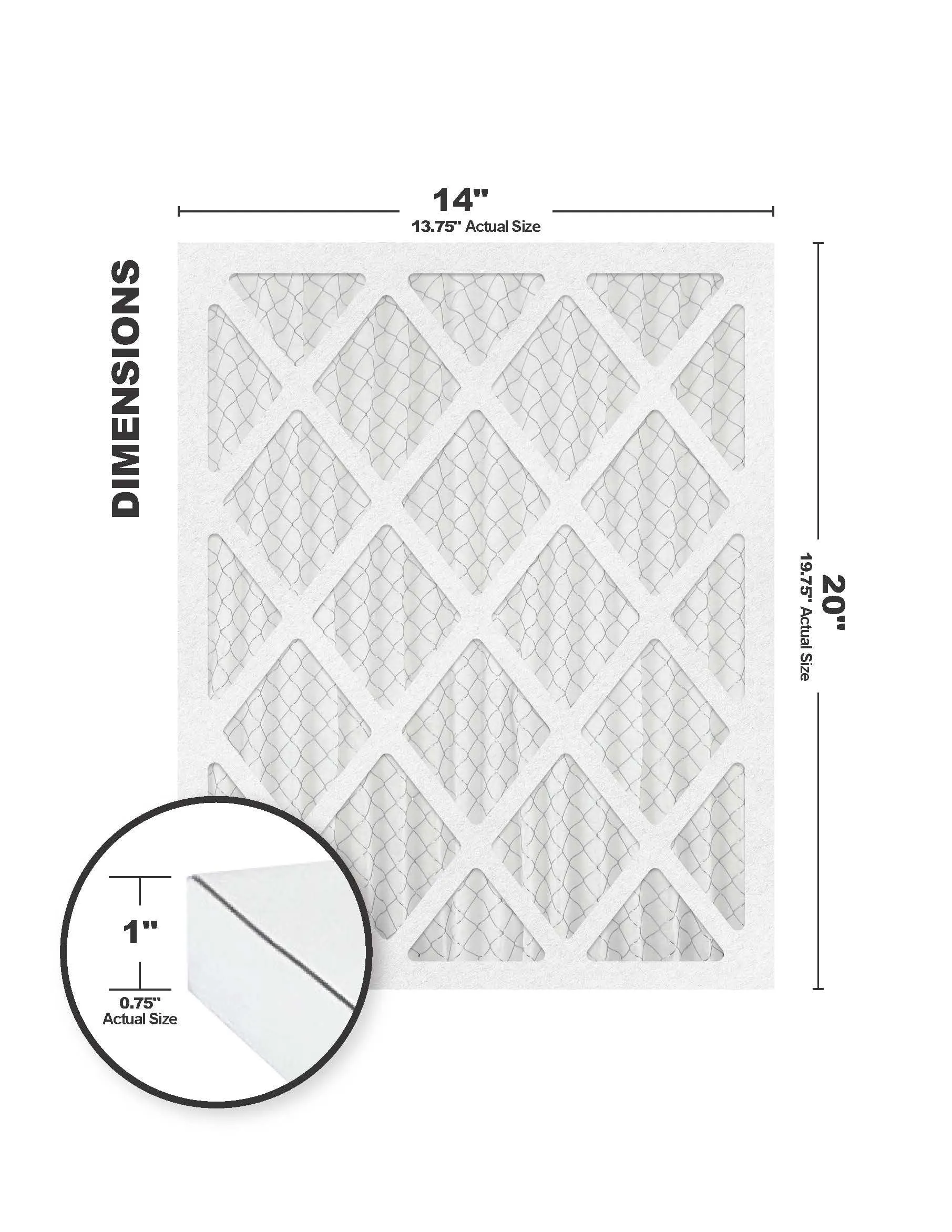 14x20x1 (13.75 x 19.75) MERV 13 Filter (6-Pack)