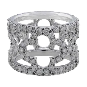 18k White Gold Floral Pave Diamond Ring