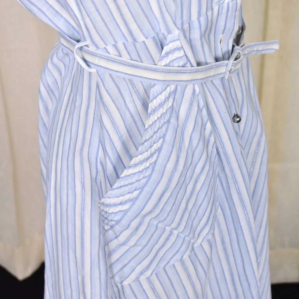 1950s Blue Striped Shirt Dress