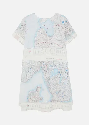 1950's SILK MAP DRESS WHITE