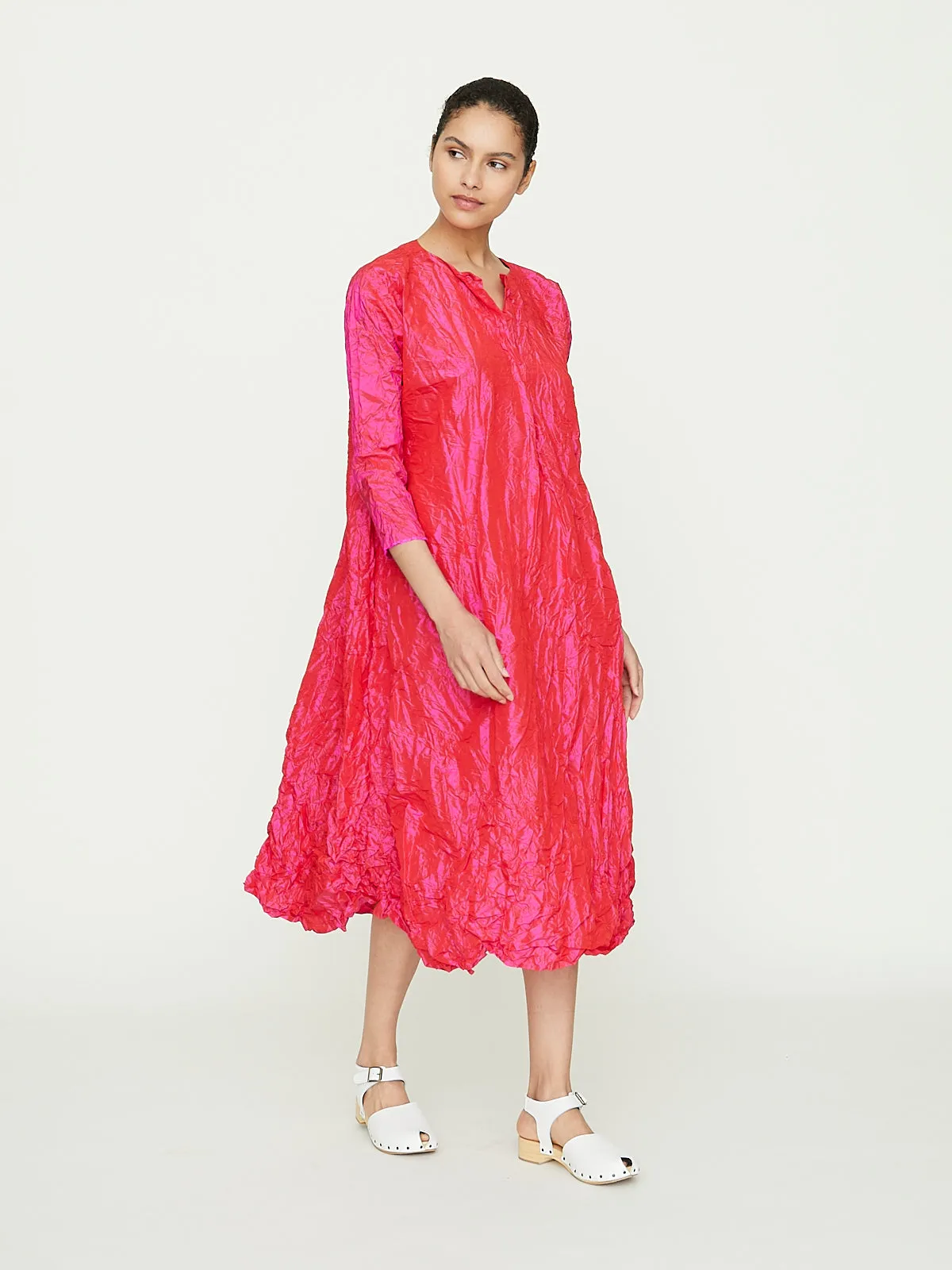 Abito Dress Spicchi Colletto h130 Lavato in Fuscia/Red