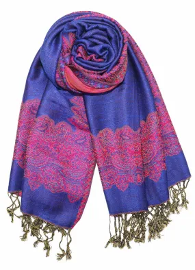 Achillea Blue Border Pashmina Shawl Wrap Scarf