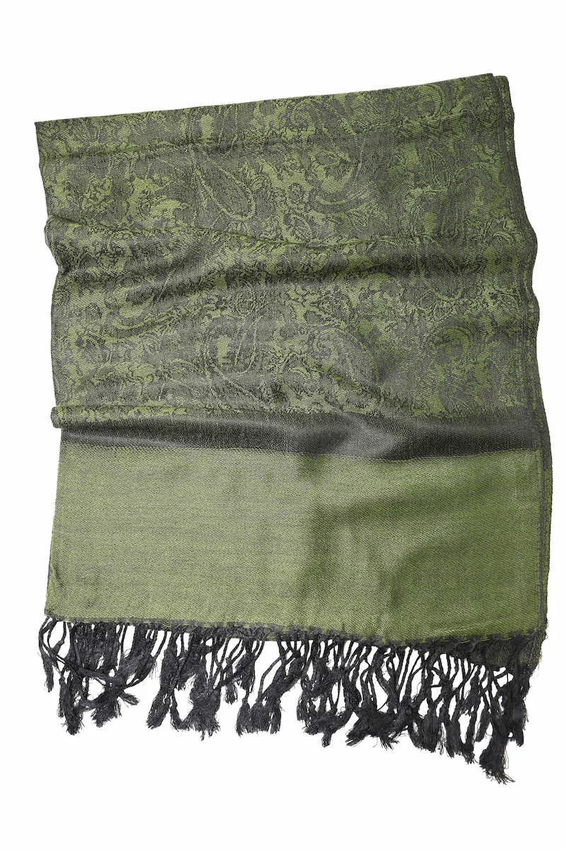 Achillea Dark Green Jacquard Pashmina Scarf