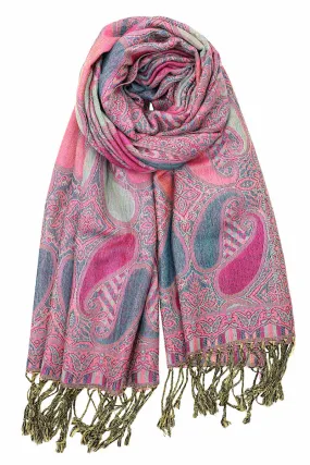 Achillea Fuchsia Multi Color Paisley Pashmina