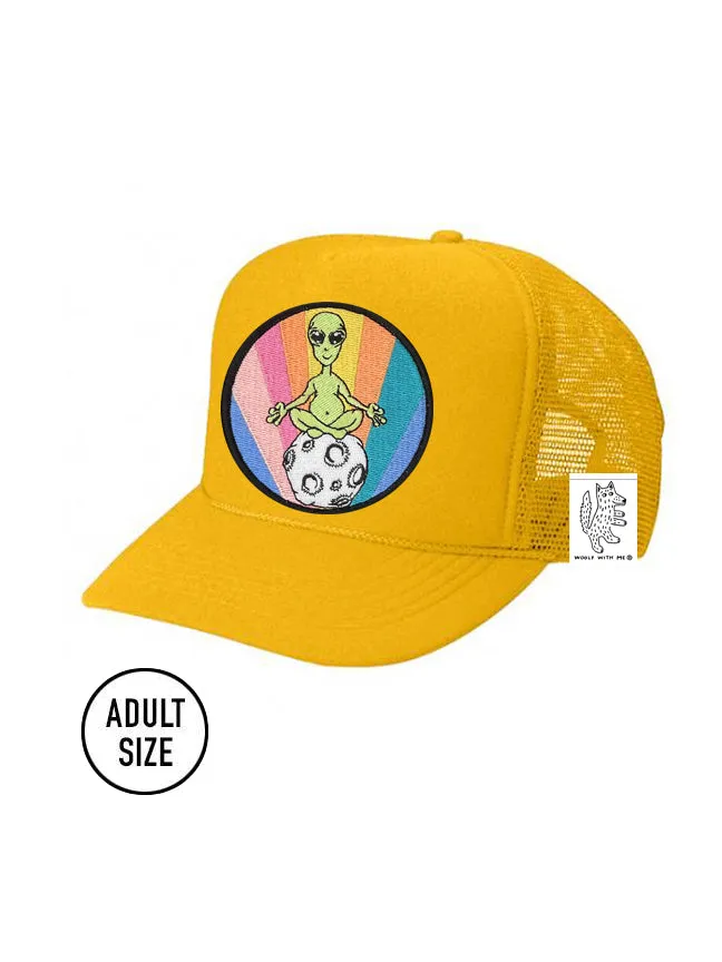 ADULT Trucker Hat with Interchangeable Velcro Patch (Gold)