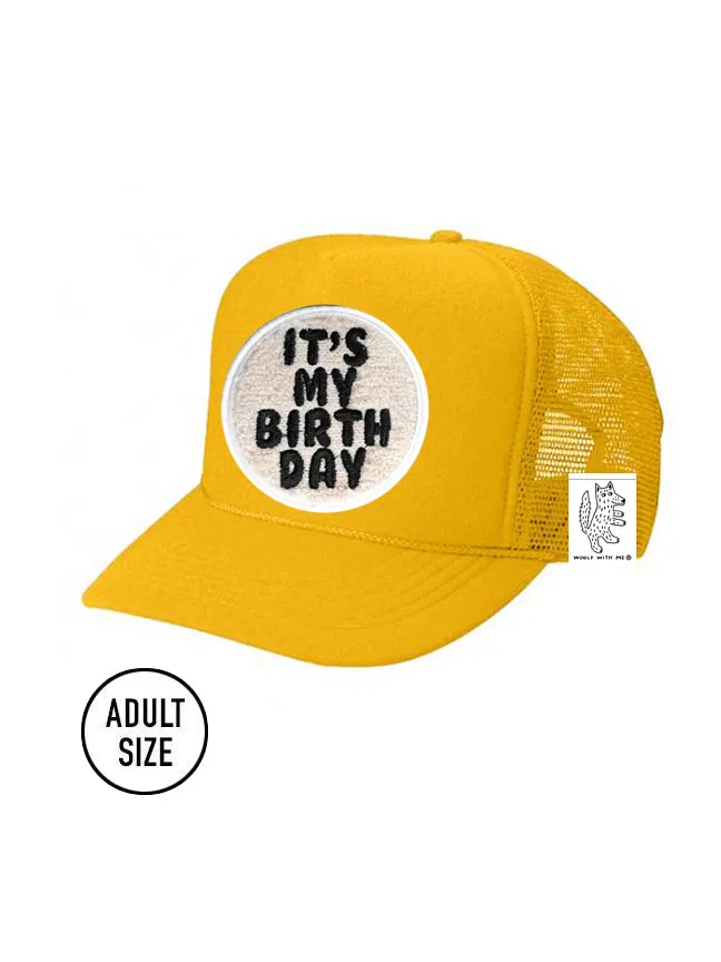 ADULT Trucker Hat with Interchangeable Velcro Patch (Gold)