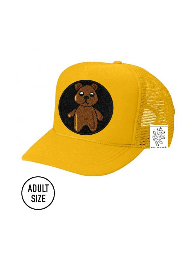 ADULT Trucker Hat with Interchangeable Velcro Patch (Gold)