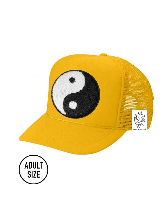 ADULT Trucker Hat with Interchangeable Velcro Patch (Gold)