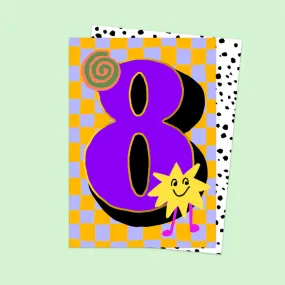 Age 8 Birthday Star Greetings Card by Eleanor Bowmer