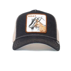 Animal Trucker Cap - Goat - Charcoal & Beige