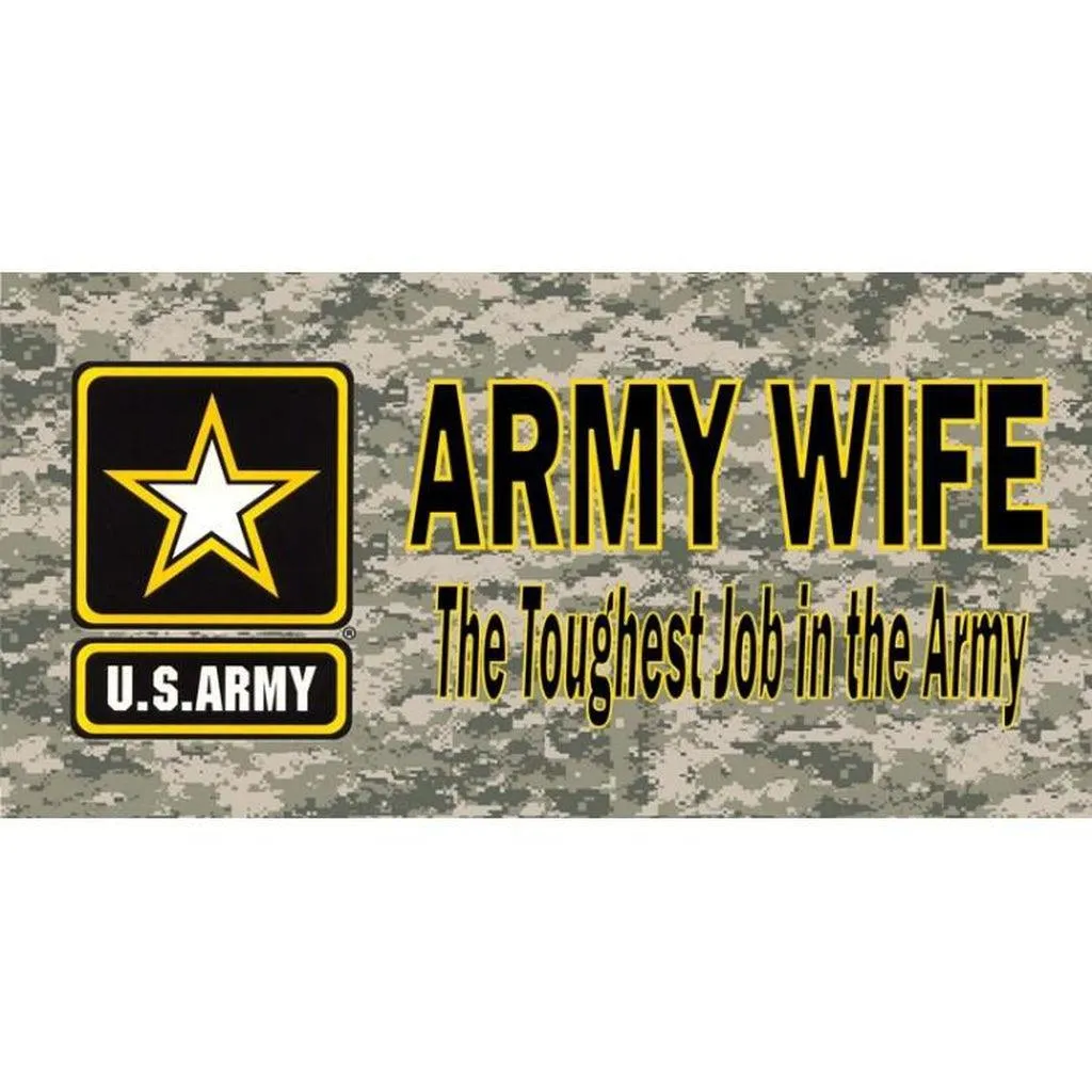 Army Wife -Toughest Job in Army Camo Photo License Plate