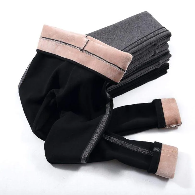 Autumn Winter Cotton Velvet Leggings Women High Waist Side Stripes Sporting Fitness Leggings Pants Warm Thick Leggings