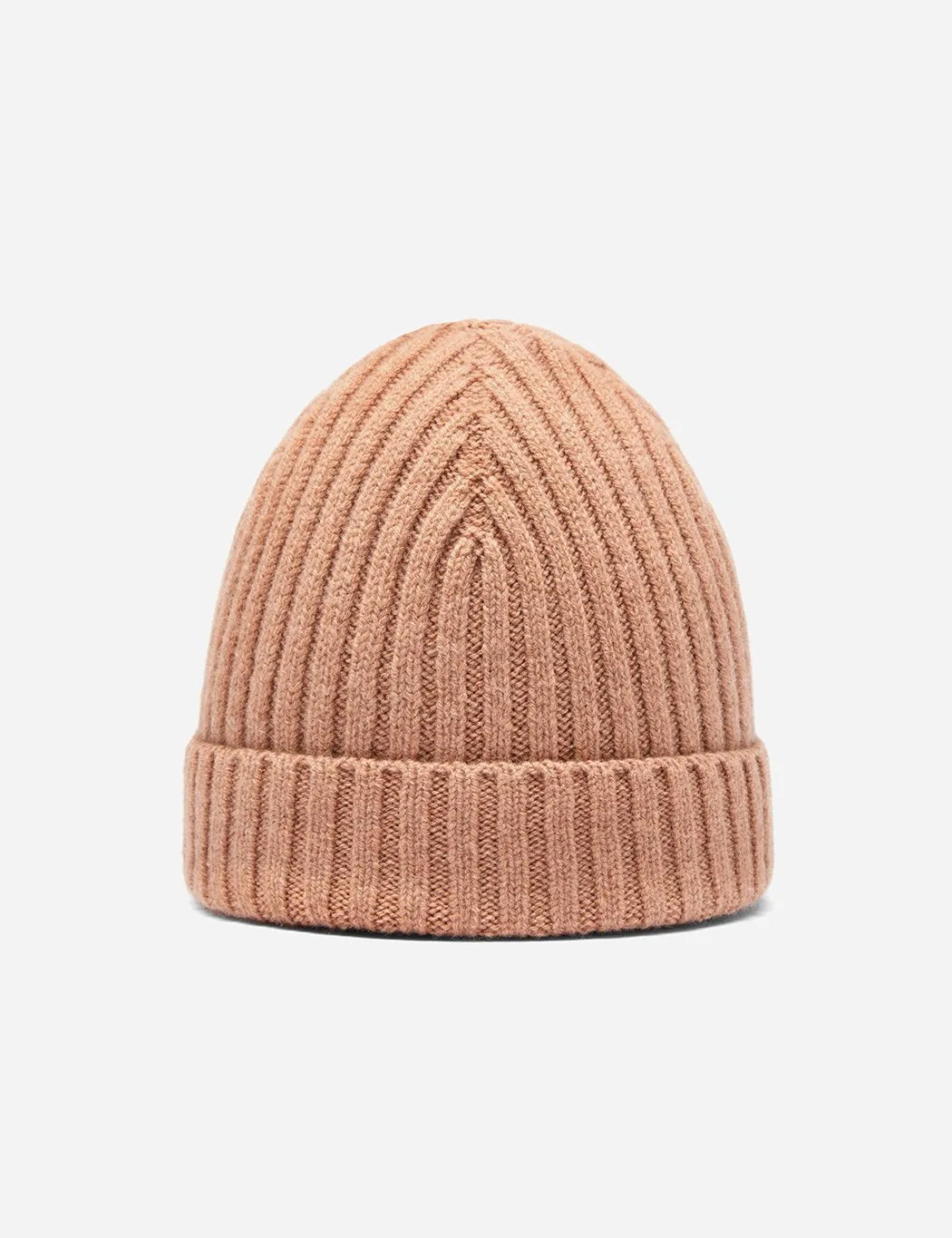 Bhode Rib Beanie Hat (Lambswool) - Camel