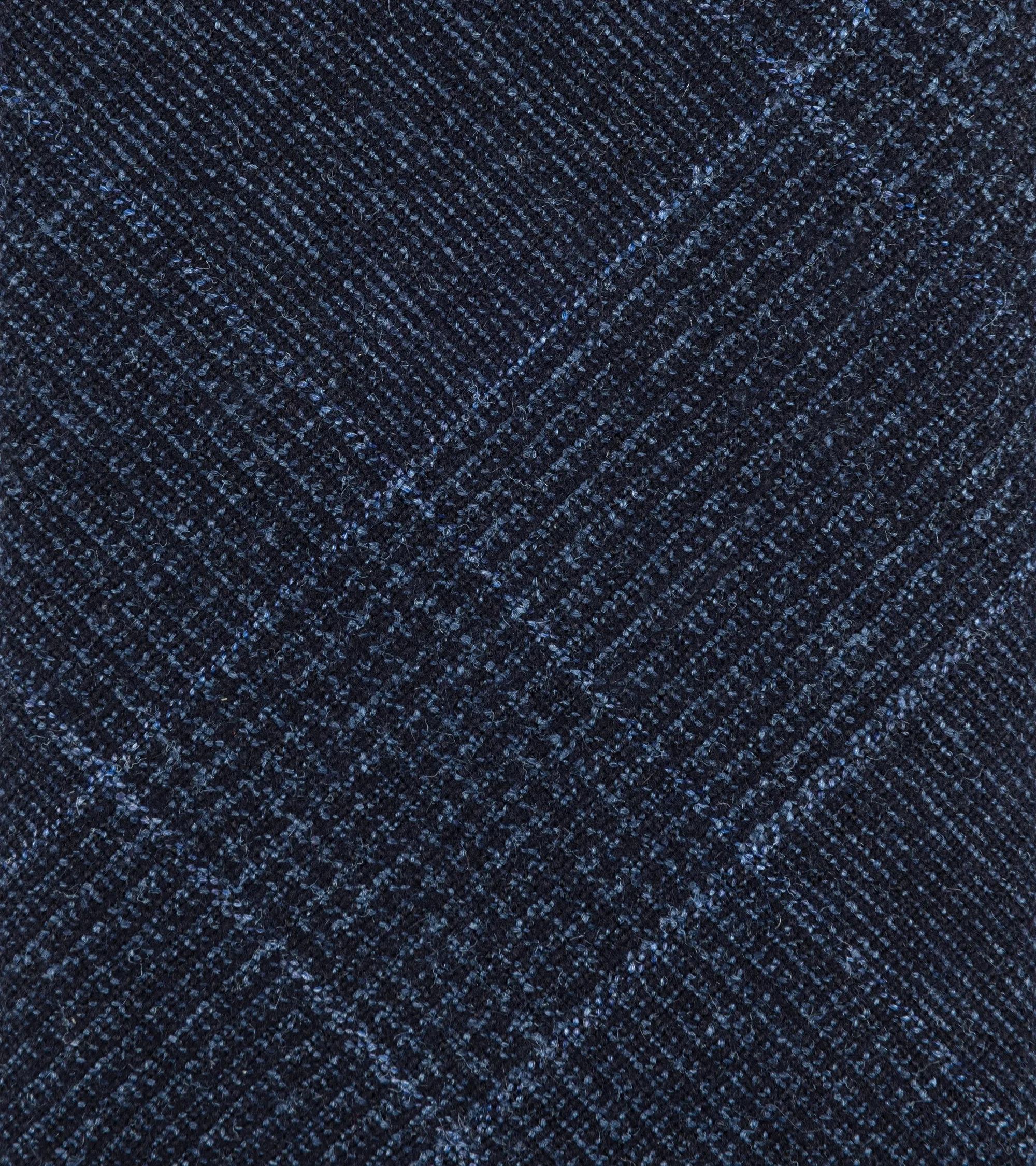 Bigi Wool Silk Linen Checked Tie: Navy