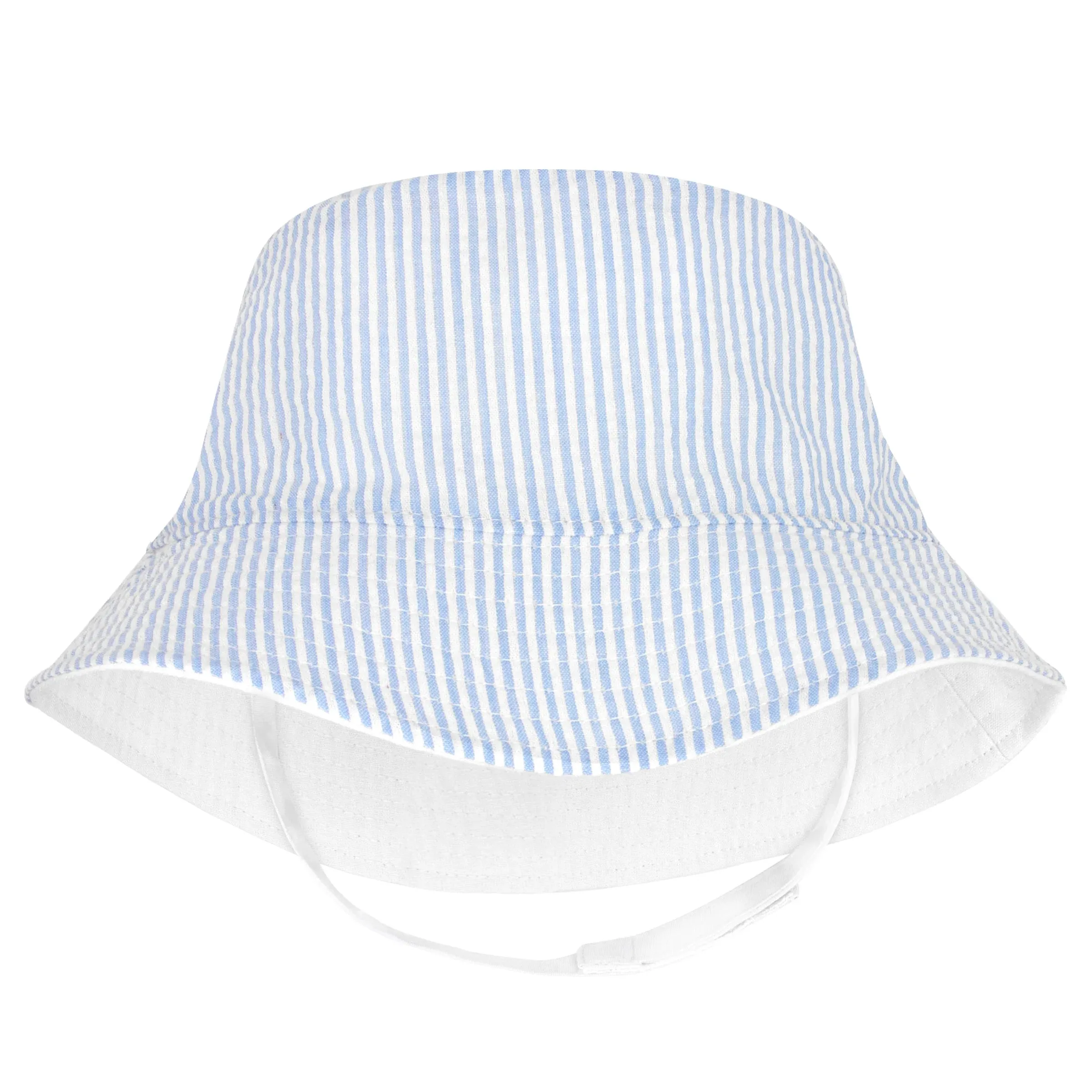 Blue Seersucker Reversible Sun Hat