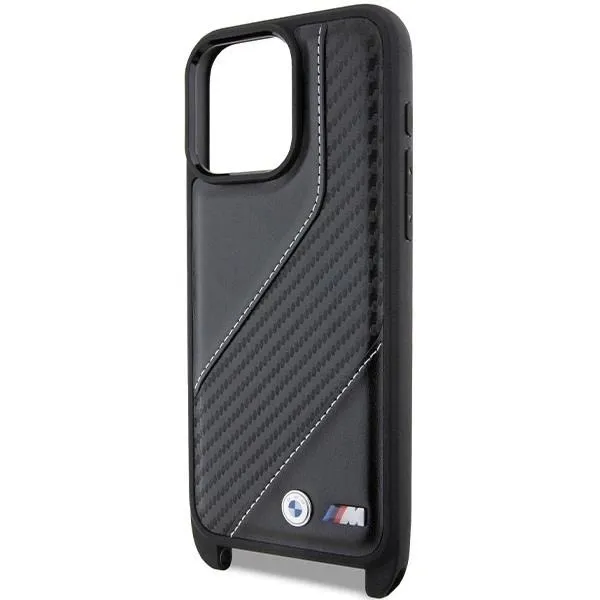 BMW M Edition Carbon Stripe with Strap Hard Case for iphone 15 Pro 6.1" Black - BMHCP15L23PSCCK