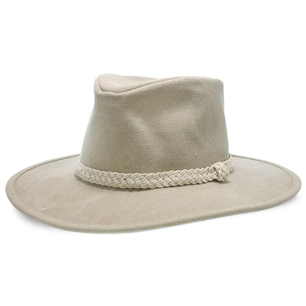 Boatsman Charter - Walrus Hats Tan Canvas Fabric Outback Hat - H7012