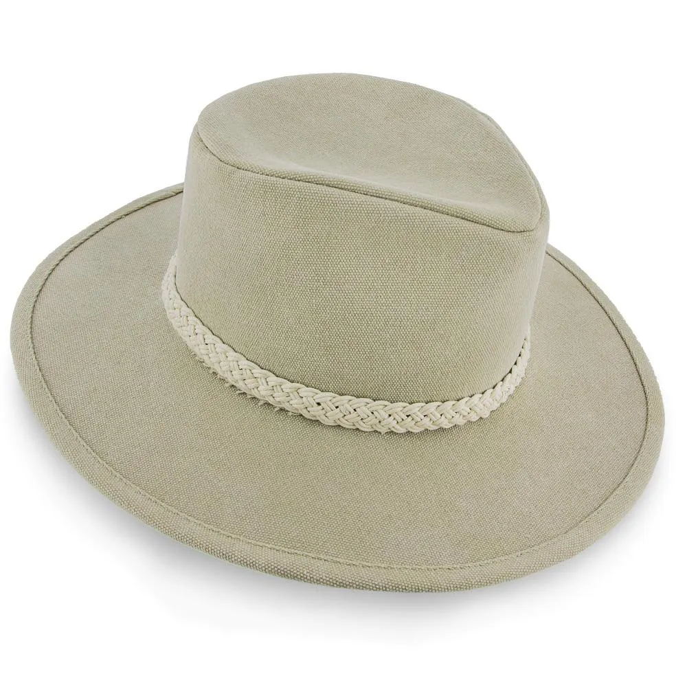 Boatsman Charter - Walrus Hats Tan Canvas Fabric Outback Hat - H7012