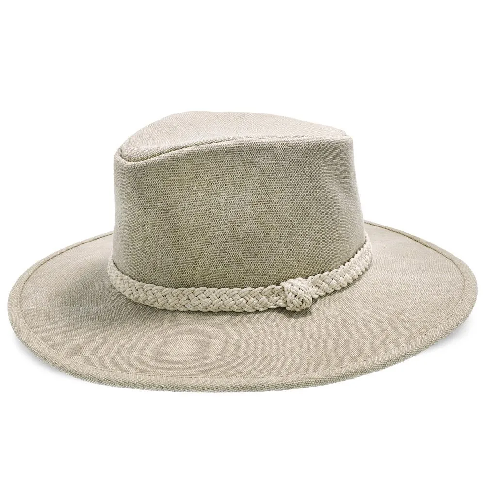 Boatsman Charter - Walrus Hats Tan Canvas Fabric Outback Hat - H7012