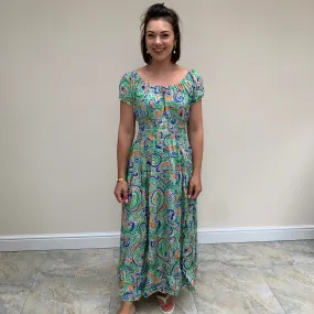 Bright patterned gypsy maxi dress