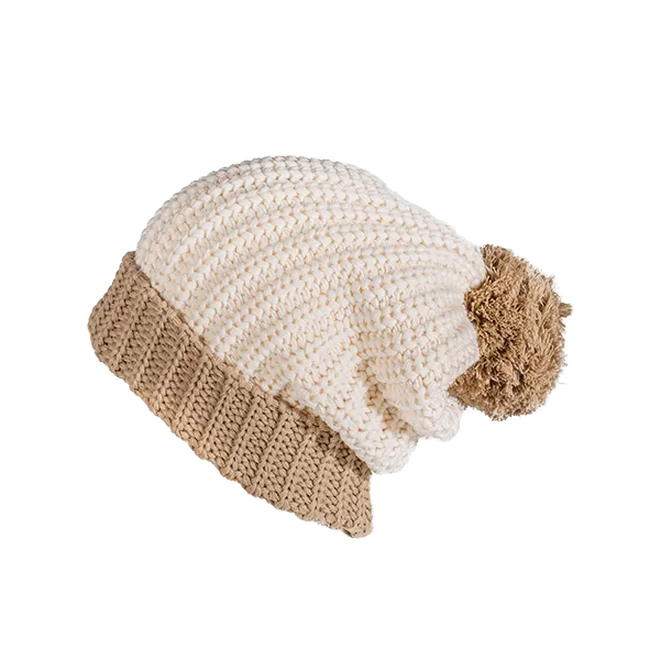 Chunk Knit Ribbed Pom Beanie