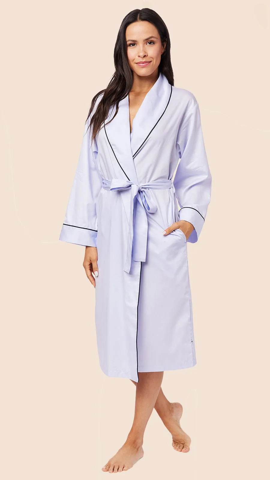 Classic Luxe Pima Shawl Collar Robe - Periwinkle