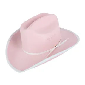 CTM® Girls Pink Western Canvas Hat with Ribbon Hatband