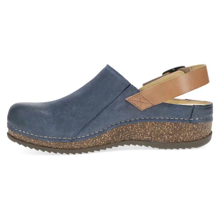 Dansko Women's Merrin Sling Back Clog in Blue Nubuck