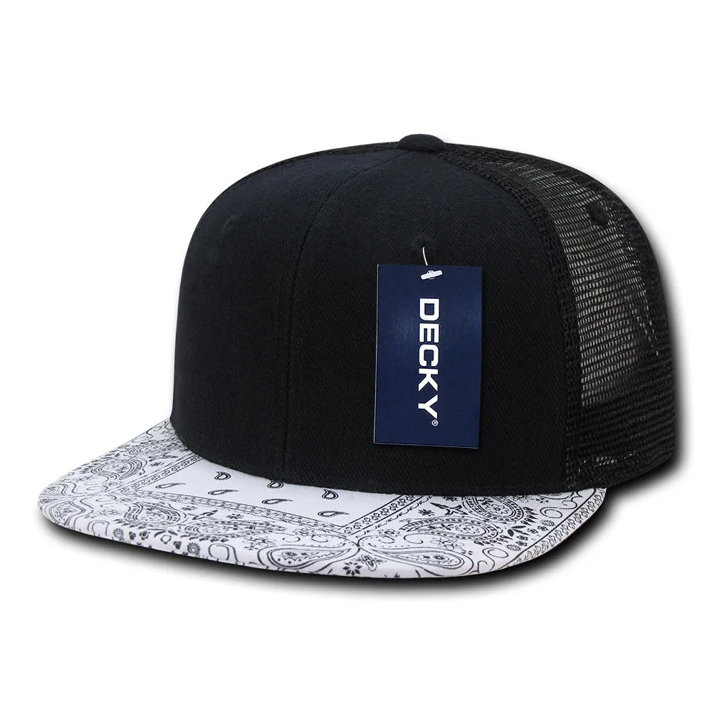 Decky 1083 Bandanna Bill Trucker Hat, 6 Panel Paisley Trucker Cap