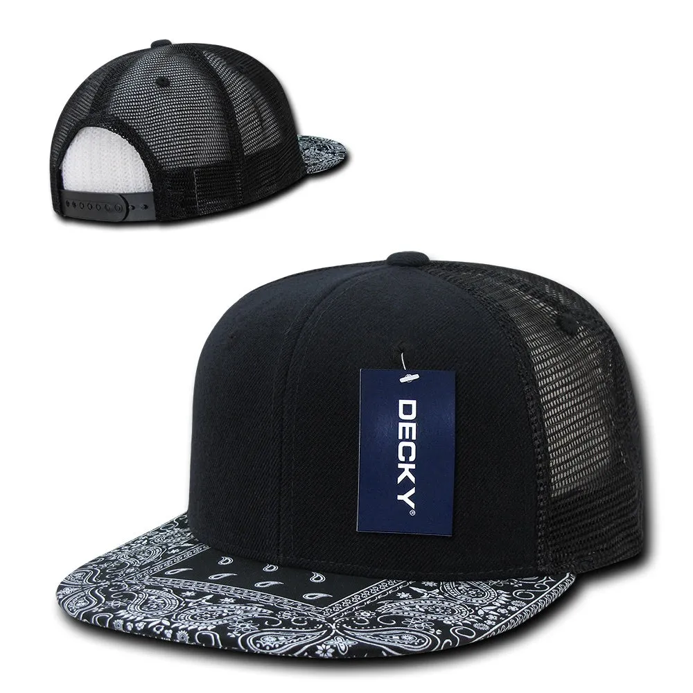 Decky 1083 Bandanna Bill Trucker Hat, 6 Panel Paisley Trucker Cap