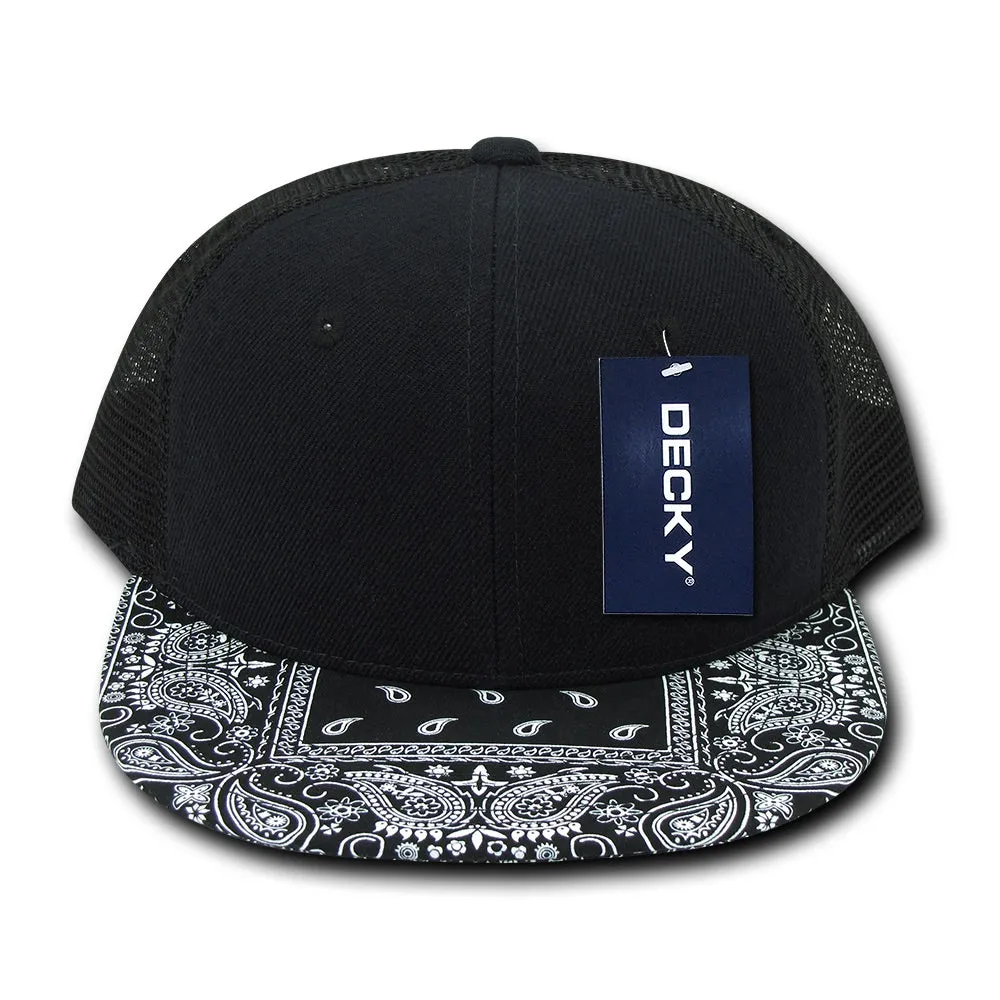 Decky 1083 Bandanna Bill Trucker Hat, 6 Panel Paisley Trucker Cap