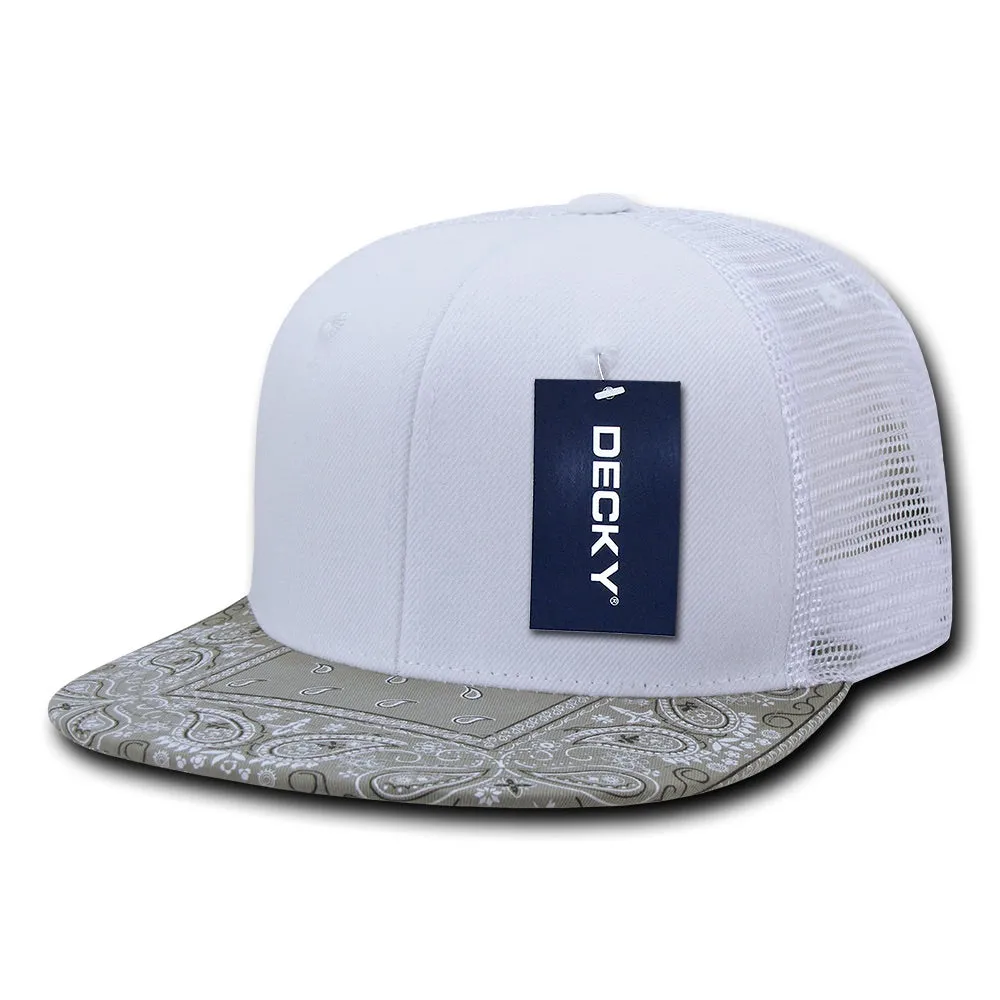 Decky 1083 Bandanna Bill Trucker Hat, 6 Panel Paisley Trucker Cap