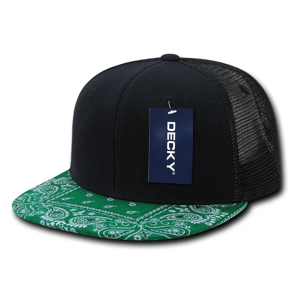 Decky 1083 Bandanna Bill Trucker Hat, 6 Panel Paisley Trucker Cap