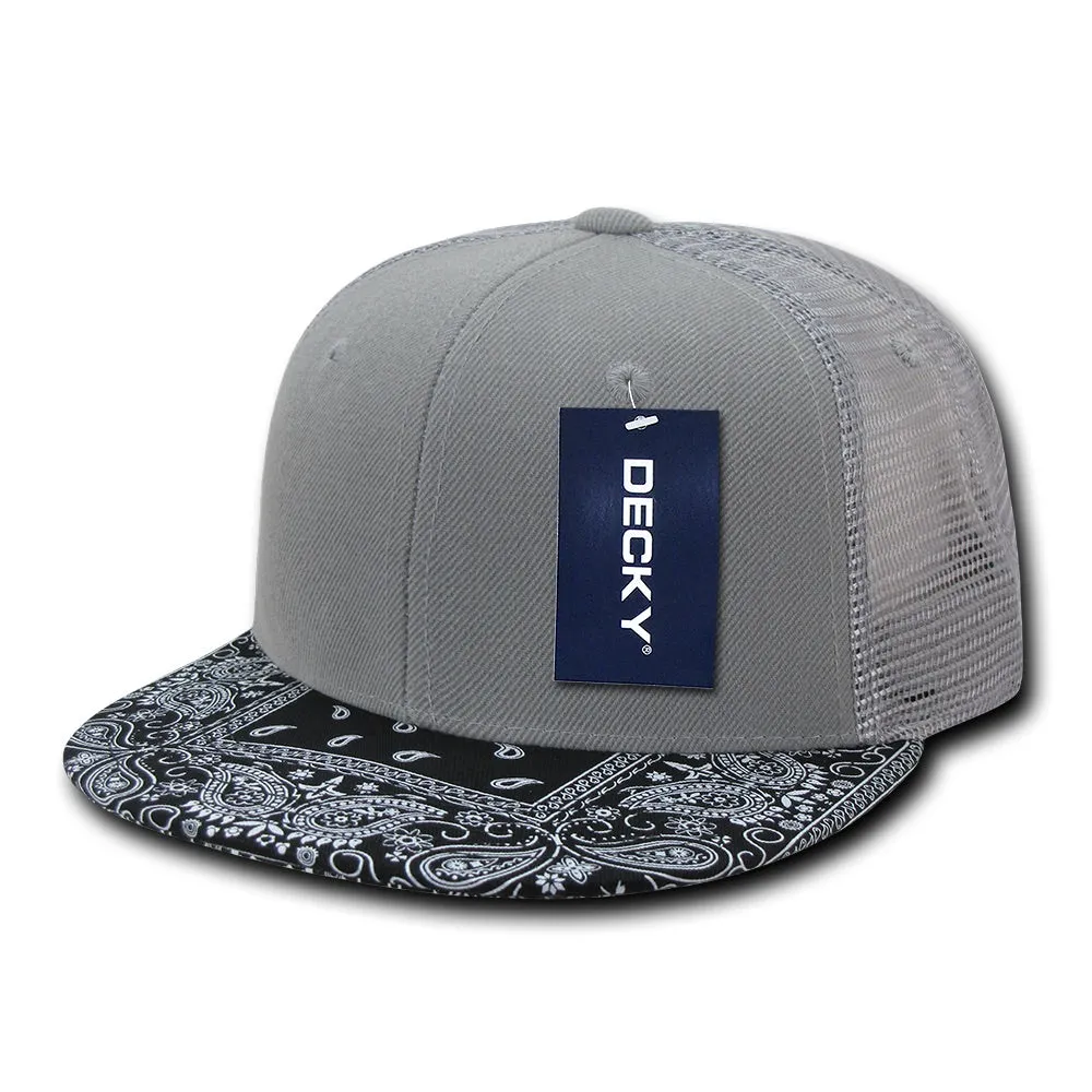 Decky 1083 Bandanna Bill Trucker Hat, 6 Panel Paisley Trucker Cap