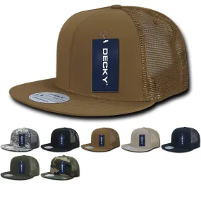 Decky 241 - Ripstop Flat Bill Trucker Cap, 6 Panel Ripstop Trucker Hat