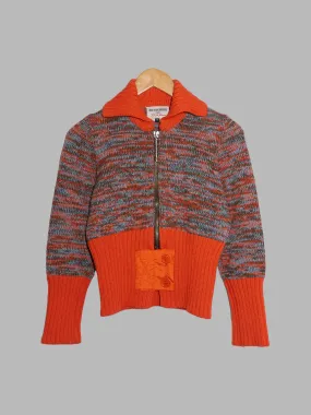 Dirk Bikkembergs Hommes Pour La Femme winter 1996 orange wool marle zip cardigan