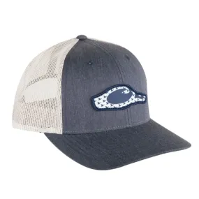 Drake Migrator Snapback Trucker Hat- Heathered Navy and Light Grey