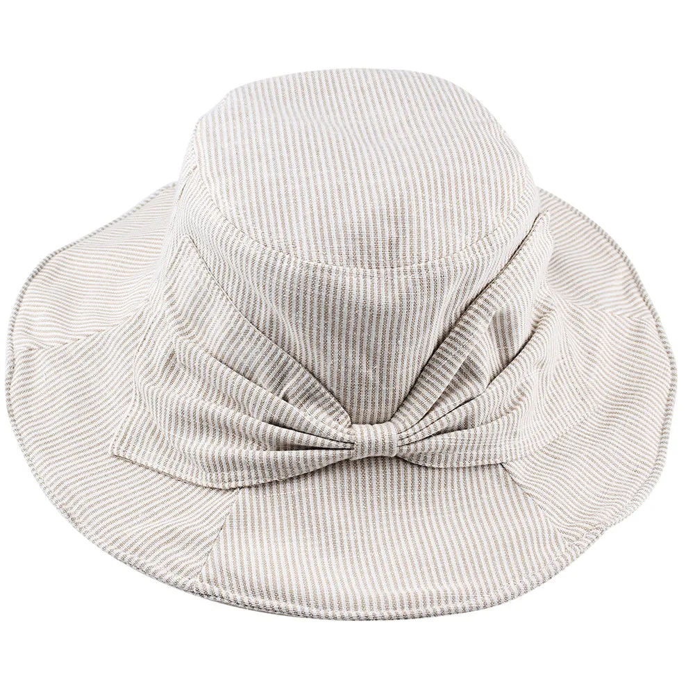 FURTALK Women Bucket Beach Hats Stripes Bow Drop Shipping  SH007