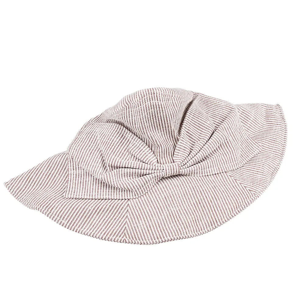 FURTALK Women Bucket Beach Hats Stripes Bow Drop Shipping  SH007