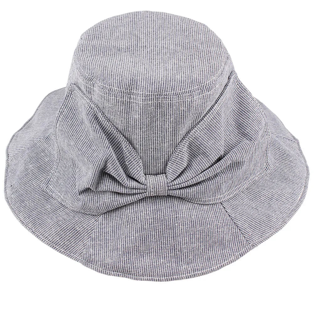 FURTALK Women Bucket Beach Hats Stripes Bow Drop Shipping  SH007