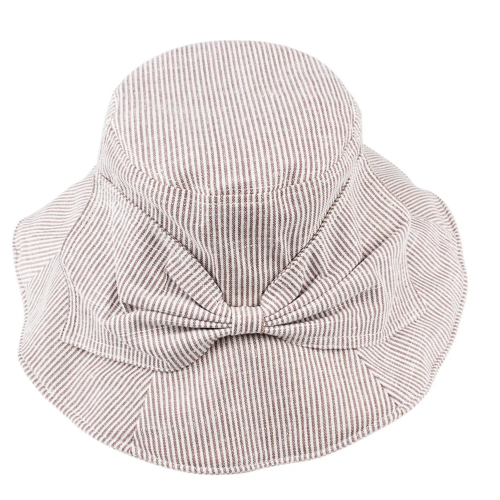 FURTALK Women Bucket Beach Hats Stripes Bow Drop Shipping  SH007