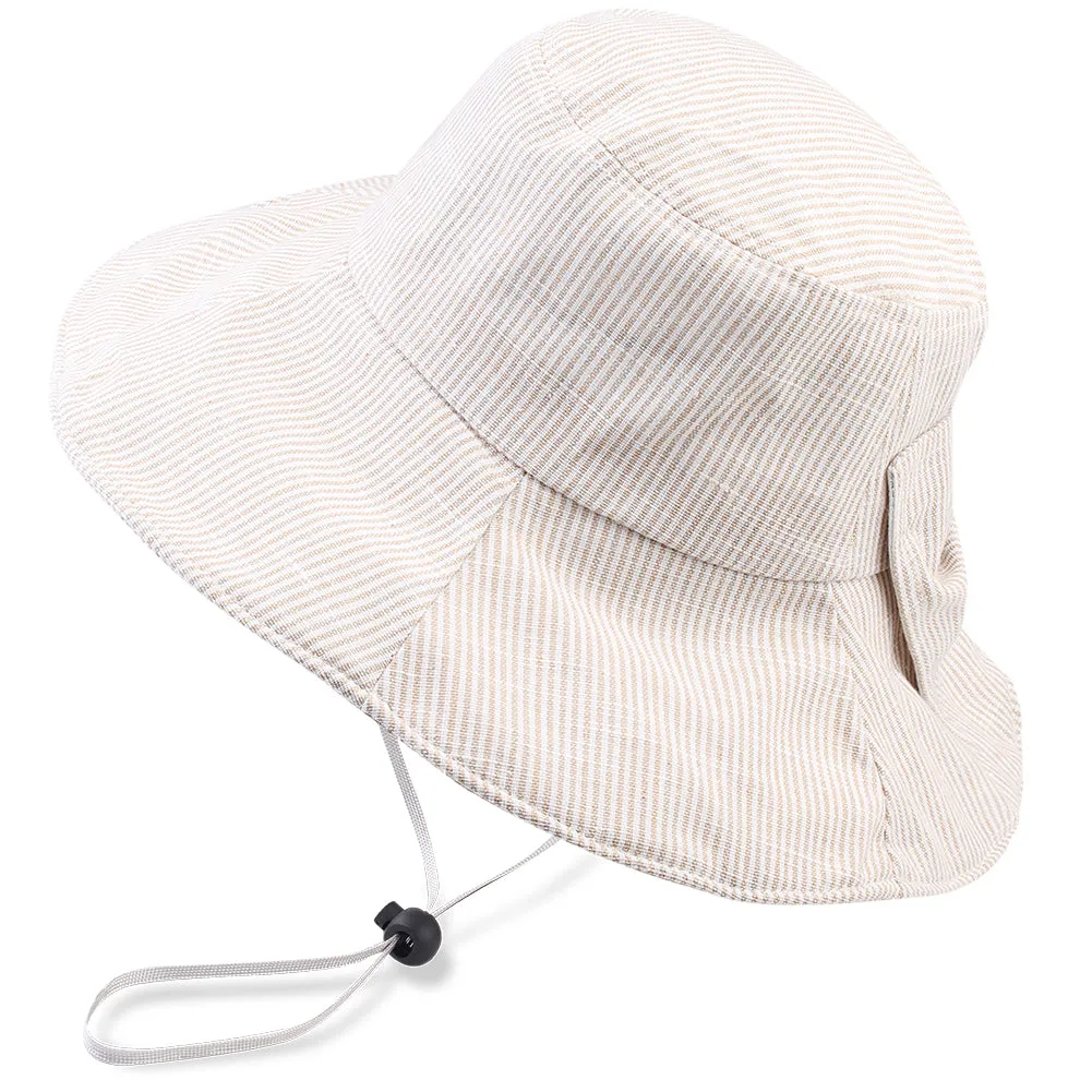 FURTALK Women Bucket Beach Hats Stripes Bow Drop Shipping  SH007