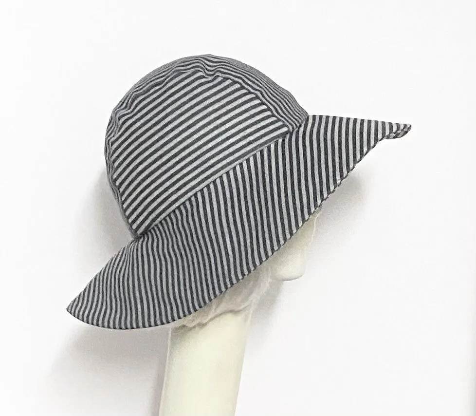 Grey Striped Sun Hat