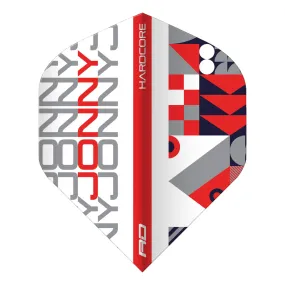 Hardcore Jonny Stack White & Red Standard Dart Flights by Red Dragon