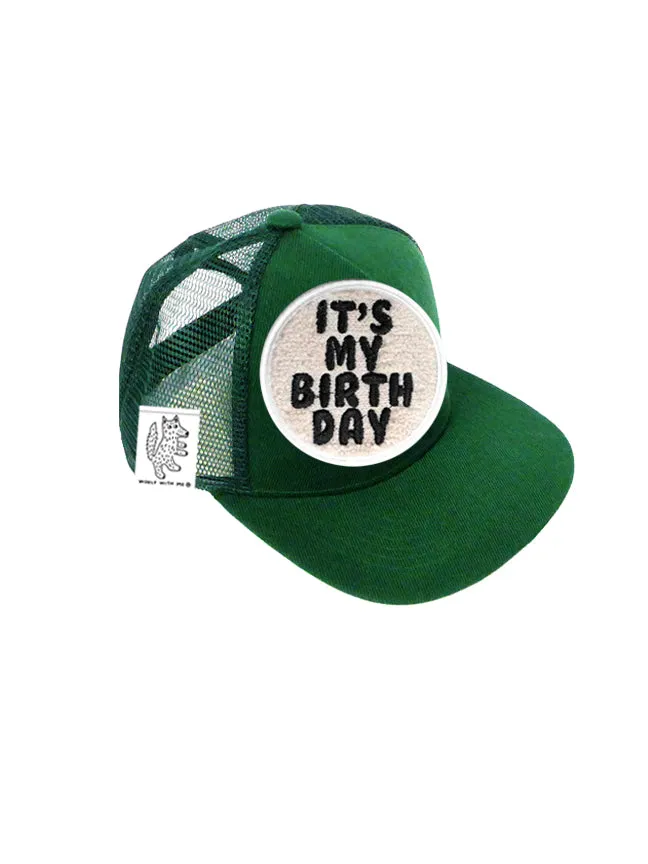 INFANT Trucker Hat with Interchangeable Velcro Patch (Hunter Green)