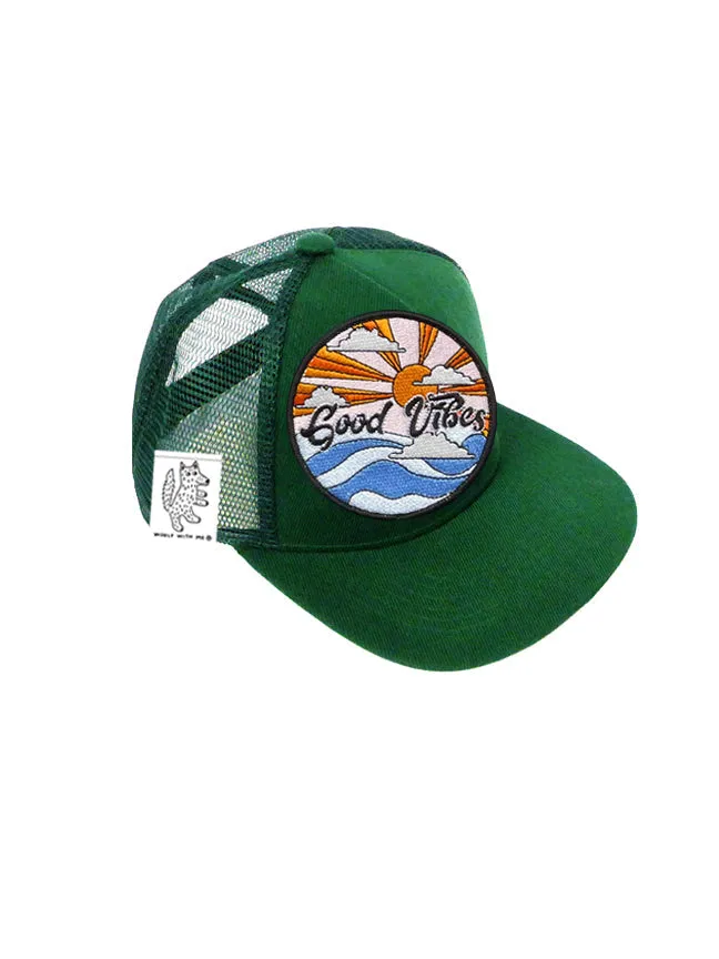 INFANT Trucker Hat with Interchangeable Velcro Patch (Hunter Green)