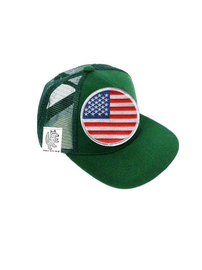 INFANT Trucker Hat with Interchangeable Velcro Patch (Hunter Green)