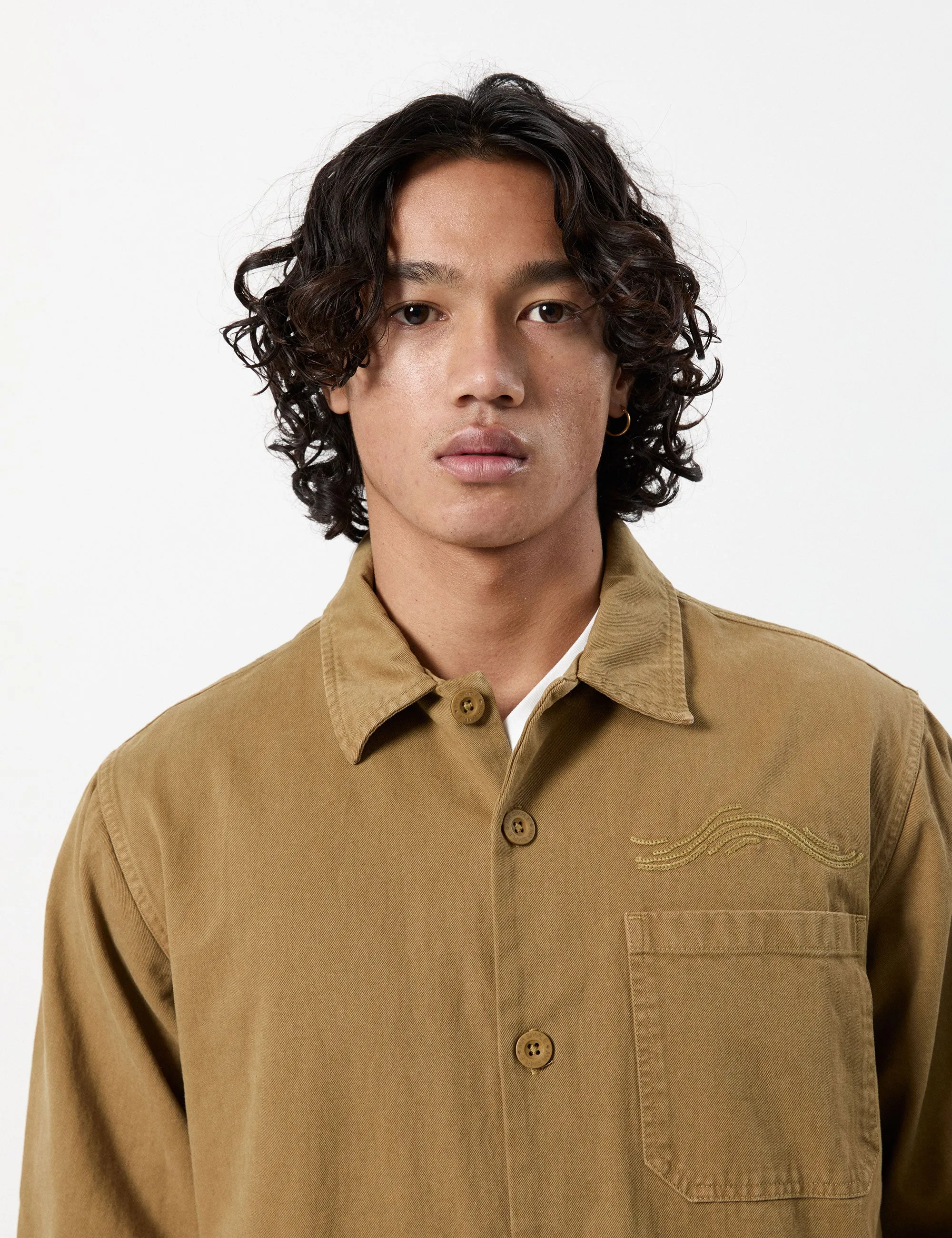 Koi Stitched Overshirt - Camel